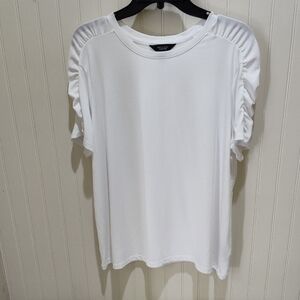 Simply Vera Vera Wang White Ruched Sleeve Top